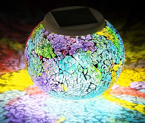 Pandawill Color Changing Solar Powered Glass Ball Led Garden Lights